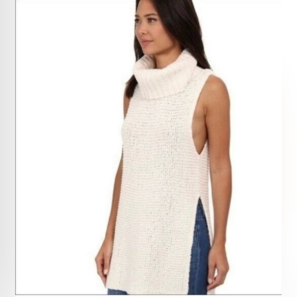 Free people Ivory High Low Sweater